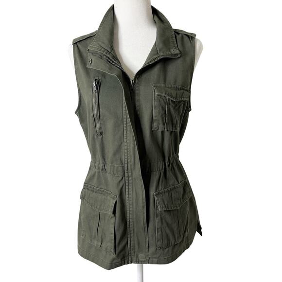 Ashley by 26 International Womens Utility Vest M Green Cargo Pockets 100% Cotton - Picture 1 of 9